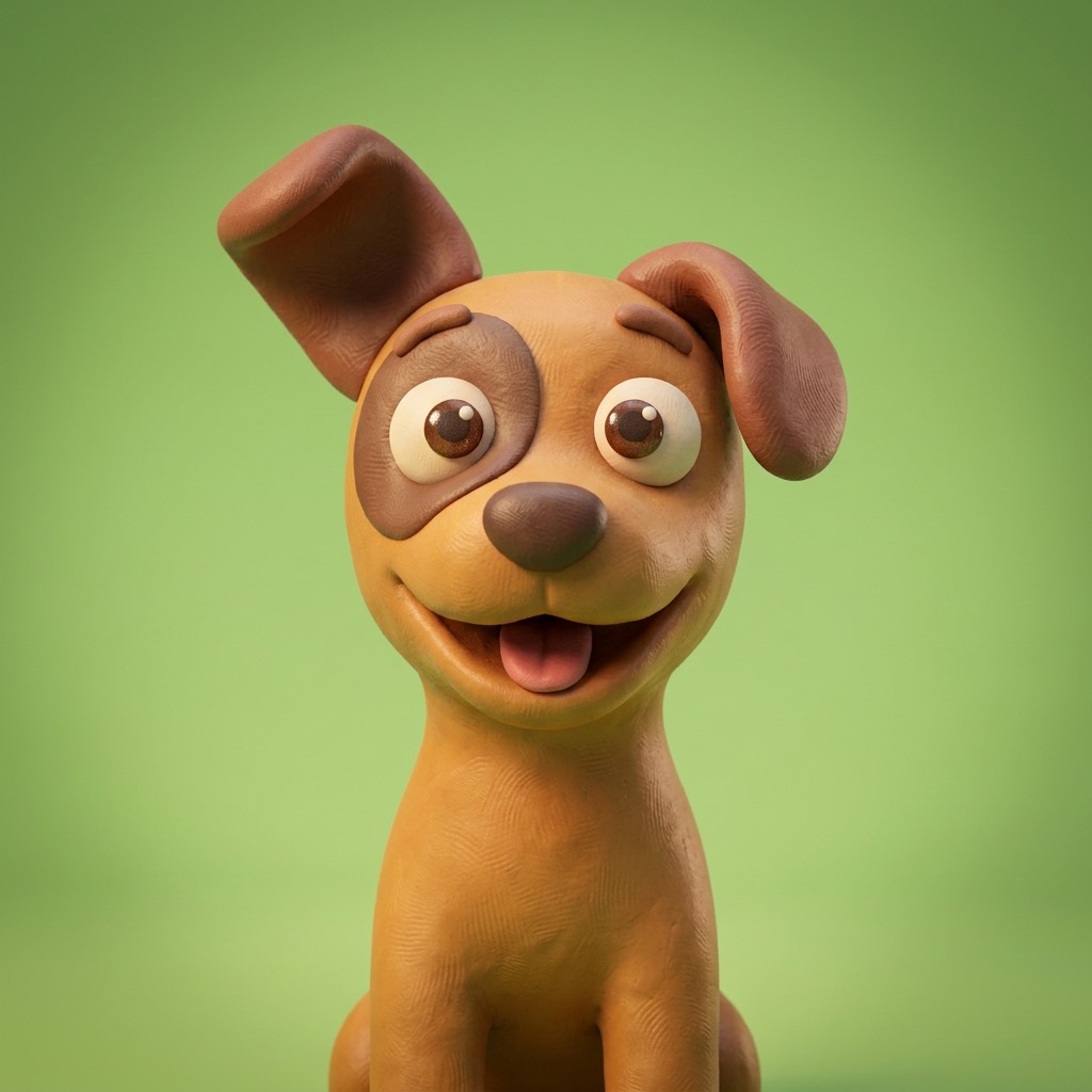 Biscoito, cachorrinho caramelo de massinha com uma manchinha marrom no olho